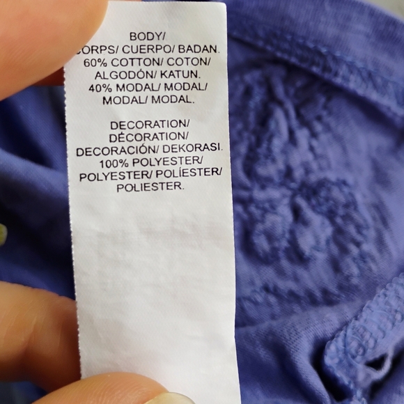 Lucky Brand Soutache Top Womens Plus 1X Purple Boho Embroidered Cotton Relaxed - Picture 6 of 11